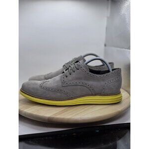 Cole Haan Men's Lunargrand Wingtip C10226 Grey Yellow Suede 10M